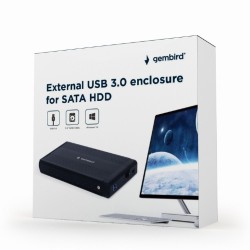 RACK extern GEMBIRD, extern pt. HDD, 3.5 inch, S-ATA, interfata PC USB 3.0, aluminiu, negru, "EE3-U3S-3" (timbru verde 0.8 lei)