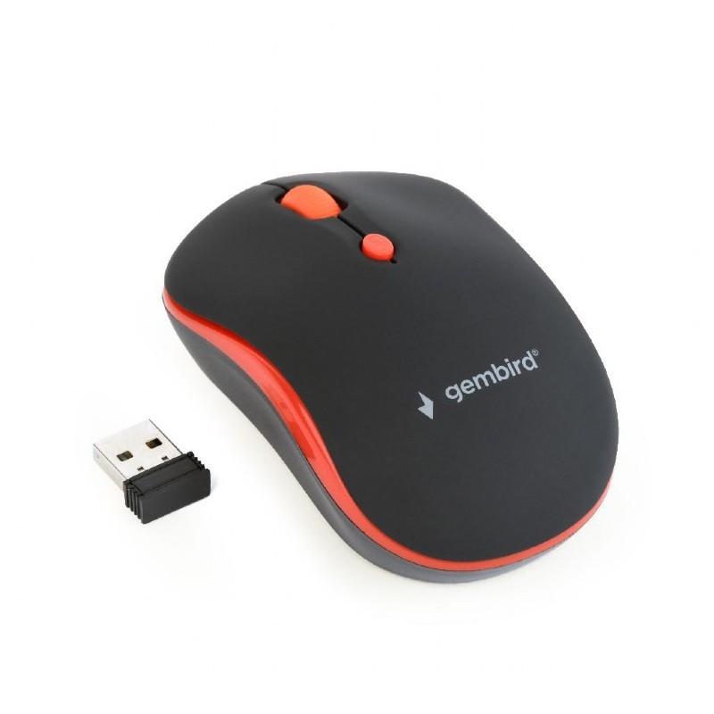 MOUSE GEMBIRD, PC sau NB, wireless, 2.4GHz, optic, 1600 dpi, butoane/scroll 4/1, , negru / rosu, "MUSW-4B-03-R" (timbru verde 0.