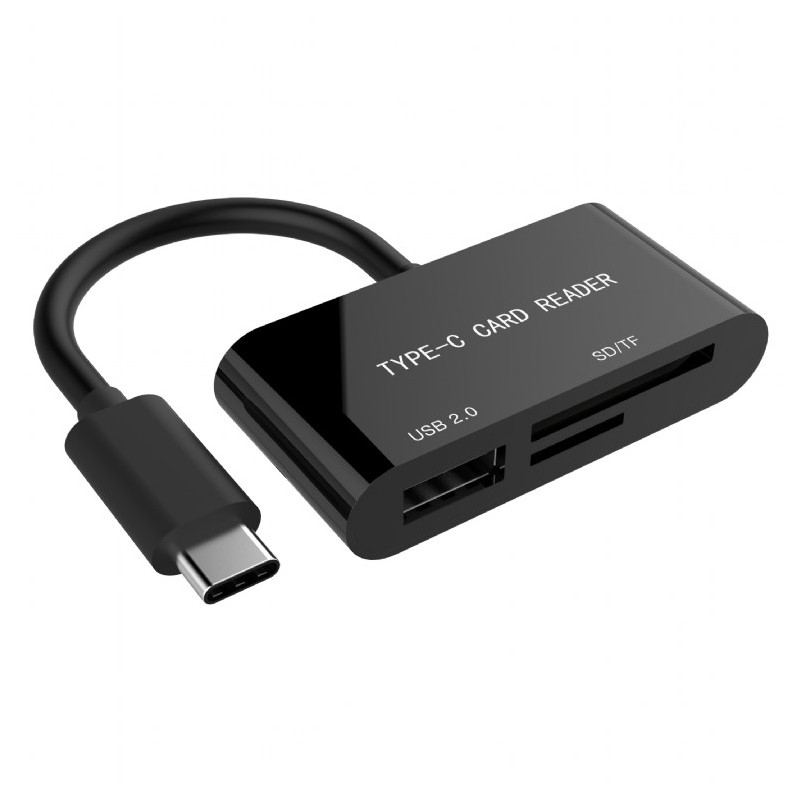 CARD READER extern GEMBIRD, 2 in 1, interfata USB Type C, citeste/scrie: SD, micro SD; adaptor USB Type C la USB (M)(pt. stick U
