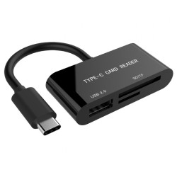 CARD READER extern GEMBIRD, 2 in 1, interfata USB Type C, citeste/scrie: SD, micro SD; adaptor USB Type C la USB (M)(pt. stick U