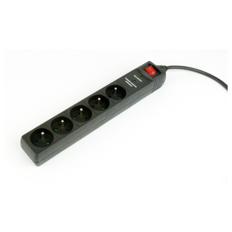 PRELUNGITOR GEMBIRD, French socket x 5, conectare prin Schuko (T), cablu 1.5 m, 16 A, protectie supratensiune, protectie copii, 