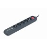 PRELUNGITOR GEMBIRD, Schuko x 5, conectare prin Schuko (T), USB x 2, cablu 1.5 m, 16 A, protectie copii, negru, "SPG5-U2-5" (tim