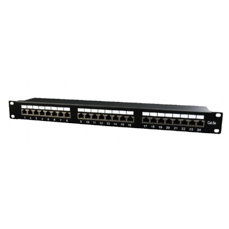 PATCH PANEL GEMBIRD 24 porturi, Cat5e, 1U pentru rack 19", black, "NPP-C524-002"