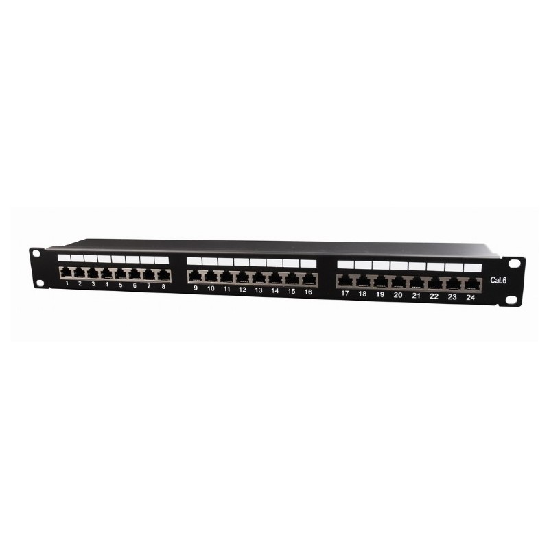 PATCH PANEL GEMBIRD 24 porturi, Cat6, 1U pentru rack 19", black, "NPP-C624-002"