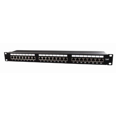 PATCH PANEL GEMBIRD 24 porturi, Cat6, 1U pentru rack 19", black, "NPP-C624-002"