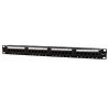 PATCH PANEL GEMBIRD 24 porturi, Cat6, 1U pentru rack 19", suport posterior pt. gestionare cabluri, black, "NPP-C624CM-001"