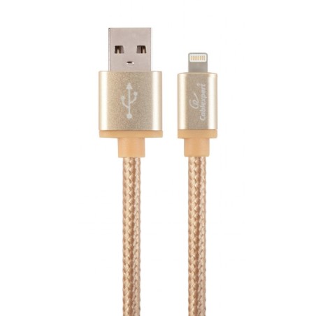 CABLU alimentare si date GEMBIRD, pt. smartphone, USB 2.0 (T) la Lightning (T), 1.8m, premium, conectori auriti, cablu cu implet