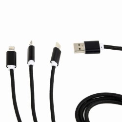 CABLU alimentare si date GEMBIRD, USB 2.0(T) la Lightning(T)+Micro-USB 2.0(T)+USB 2.0 Type-C(T),1m,impletit,incarcare simultana 