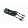 CABLU alimentare si date GEMBIRD, USB 2.0(T) la Lightning(T)+Micro-USB 2.0(T)+USB 2.0 Type-C(T),1m,impletit,incarcare simultana 