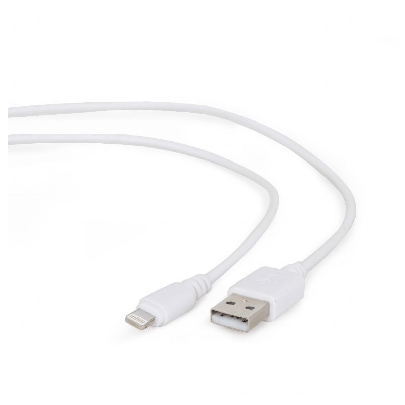 CABLU alimentare si date GEMBIRD, pt. smartphone, USB 2.0 (T) la Lightning (T), 1m, alb, "CC-USB2-AMLM-W-1M" (timbru verde 0.08 