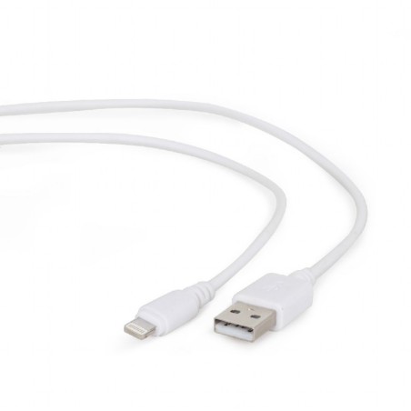 CABLU alimentare si date GEMBIRD, pt. smartphone, USB 2.0 (T) la Lightning (T), 1m, alb, "CC-USB2-AMLM-W-1M" (timbru verde 0.08 