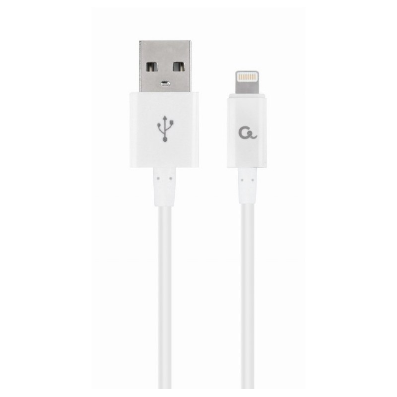 CABLU alimentare si date GEMBIRD, pt. smartphone, USB 2.0 (T) la Lightning (T), 1m, alb, "CC-USB2P-AMLM-1M-W" (timbru verde 0.08