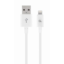 CABLU alimentare si date GEMBIRD, pt. smartphone, USB 2.0 (T) la Lightning (T), 1m, alb, "CC-USB2P-AMLM-1M-W" (timbru verde 0.08