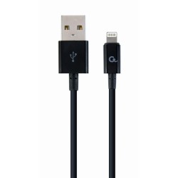 CABLU alimentare si date GEMBIRD, pt. smartphone, USB 2.0 (T) la Lightning (T), 2m, black, "CC-USB2P-AMLM-2M" (timbru verde 0.08