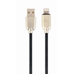 CABLU alimentare si date GEMBIRD, pt. smartphone, USB 2.0 (T) la Lightning (T), 2m, premium, cablu din cauciuc, negru, conectori