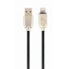 CABLU alimentare si date GEMBIRD, pt. smartphone, USB 2.0 (T) la Lightning (T), 2m, premium, cablu din cauciuc, negru, conectori