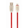 CABLU alimentare si date GEMBIRD, pt. smartphone, USB 2.0 (T) la Lightning (T), 2m, premium, cablu din cauciuc, rosu, conectori 