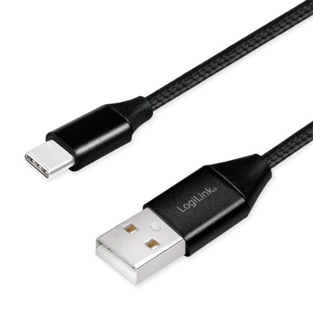CABLU alimentare si date LOGILINK, pt. smartphone, USB 2.0 (T) la USB 2.0 Type-C (T), 1m, premium, cablu cu impletire din bumbac