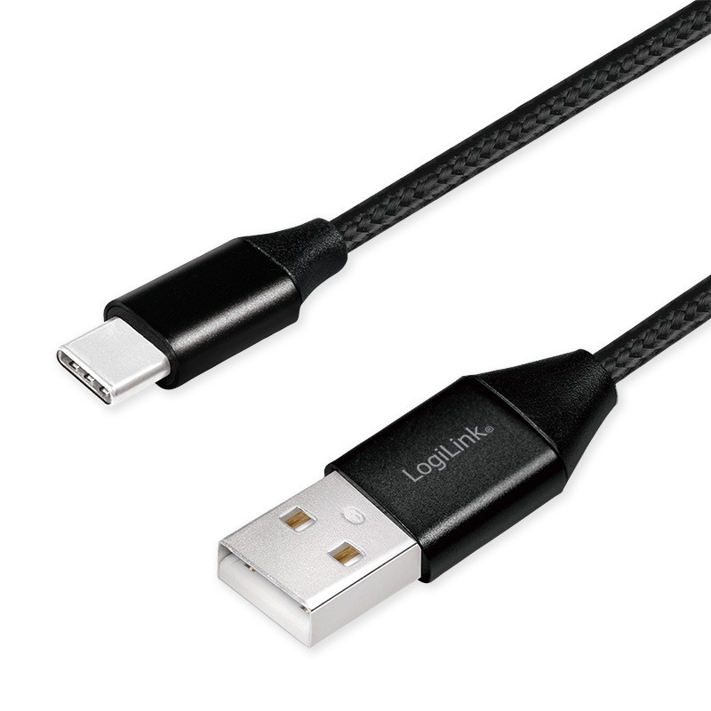 CABLU alimentare si date LOGILINK, pt. smartphone, USB 2.0 (T) la USB 2.0 Type-C (T), 1m, premium, cablu cu impletire din bumbac