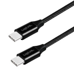 CABLU alimentare si date LOGILINK, pt. smartphone, USB 2.0, USB Type-C (T) la USB Type-C (T), 0.3m, premium, cablu cu impletire 