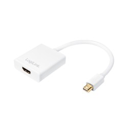 CABLU video LOGILINK, adaptor Mini-DisplayPort (T) la HDMI (M), 15cm, rezolutie maxima 4K UHD (3840 x 2160) la 30 Hz, alb, "CV00