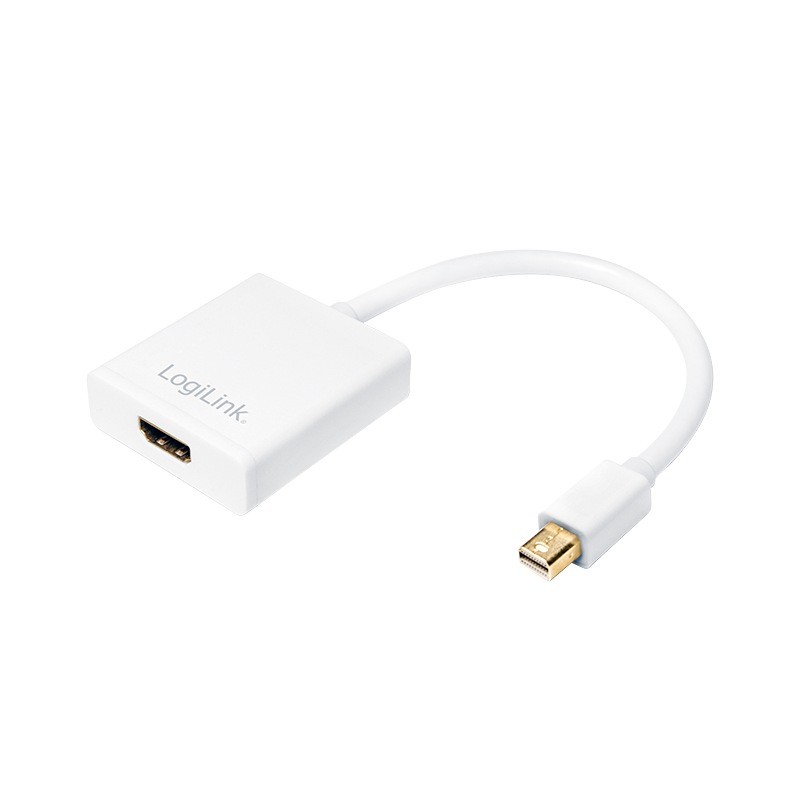 CABLU video LOGILINK, adaptor Mini-DisplayPort (T) la HDMI (M), 15cm, rezolutie maxima 4K UHD (3840 x 2160) la 30 Hz, alb, "CV00