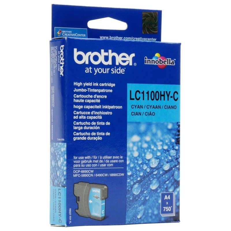 Cartus Cerneala Original Brother Cyan, LC1100HYC, pentru DCP-6690|MFC-5895|MFC-6490|MFC-6890, 750, (timbru verde 0.15 lei), "LC1