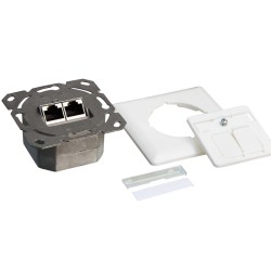 PRIZA RJ-45 aplicabila cu 2 iesiri | PRIZA RJ-45 incastrabila cu 2 iesiri LOGILINK pt. cablu FTP, Cat6, Krone (LSA) x 2 | RJ-45 