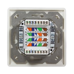 PRIZA RJ-45 aplicabila cu 2 iesiri | PRIZA RJ-45 incastrabila cu 2 iesiri LOGILINK pt. cablu FTP, Cat6, Krone (LSA) x 2 | RJ-45 