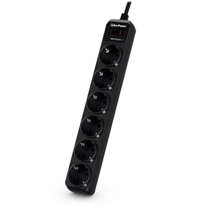 PRELUNGITOR CYBER POWER, Schuko x 6, conectare prin Schuko (T), cablu 1.8 m, 10 A, protectie supratensiune, negru, "B0620SC0-DE"