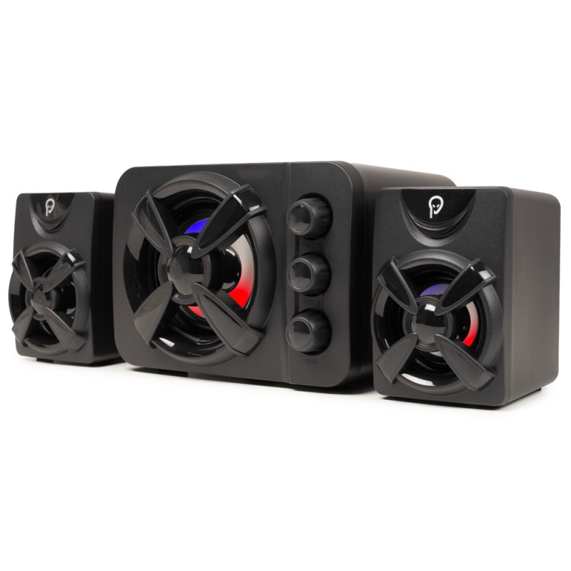BOXE SPACER Gaming 2.1, RMS: 11W (2 x 3W + 5W), control volum, bass si inalte, subwoofer lemn MDF, 3 x LED, USB power, black, "S