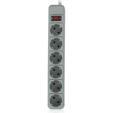 PRELUNGITOR GEMBIRD, Schuko x 6, conectare prin Schuko (T), cablu 3 m, 16 A, protectie supratensiune, protectie copii, gri, "SPG