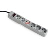 PRELUNGITOR GEMBIRD, Schuko x 6, conectare prin Schuko (T), cablu 1.8 m, 16 A, protectie supratensiune, protectie copii, gri, "S