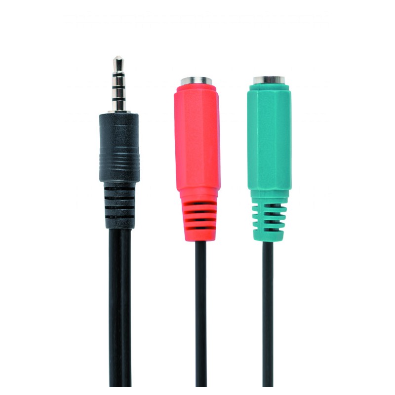CABLU audio GEMBIRD Splitter stereo (1 x 3.5 mm jack T la 2 x 3.5 mm jack M), 20cm, negru, mufe rosu-verde, "CCA-417" (timbru ve