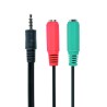 CABLU audio GEMBIRD Splitter stereo (1 x 3.5 mm jack T la 2 x 3.5 mm jack M), 20cm, negru, mufe rosu-verde, "CCA-417" (timbru ve