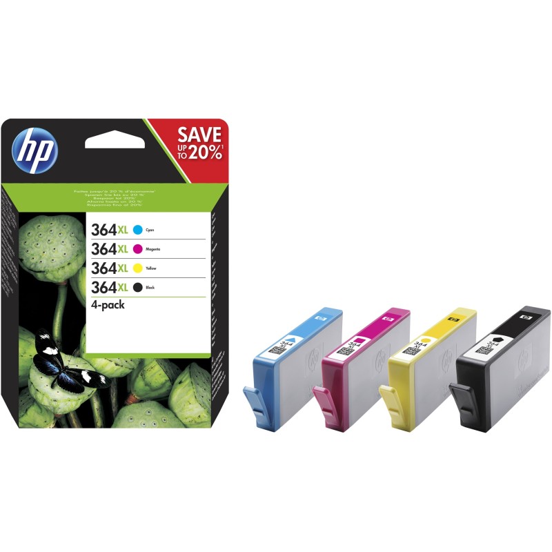 Combo-Pack Original HP CMYK, nr.364XL, pentru DJ 3070|Photosmart 5510|5515|6510|7510|C410B|C5380|C6380|D5460|C309|, , (timbru ve