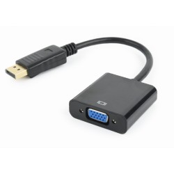 CABLU video GEMBIRD, adaptor DisplayPort (T) la VGA (M), 10cm, rezolutie maxima Full HD (1920 x 1080) la 60Hz, negru, "A-DPM-VGA