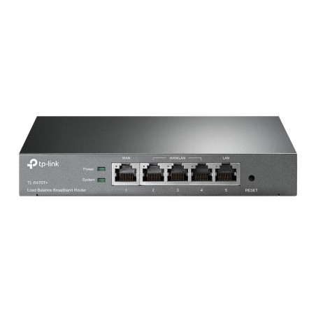 ROUTER TP-LINK wired 10/100 Mb/s, 1 WAN + 1 LAN + 3 WAN/LAN,  TL-R470T+" (timbru verde 0.8 lei)