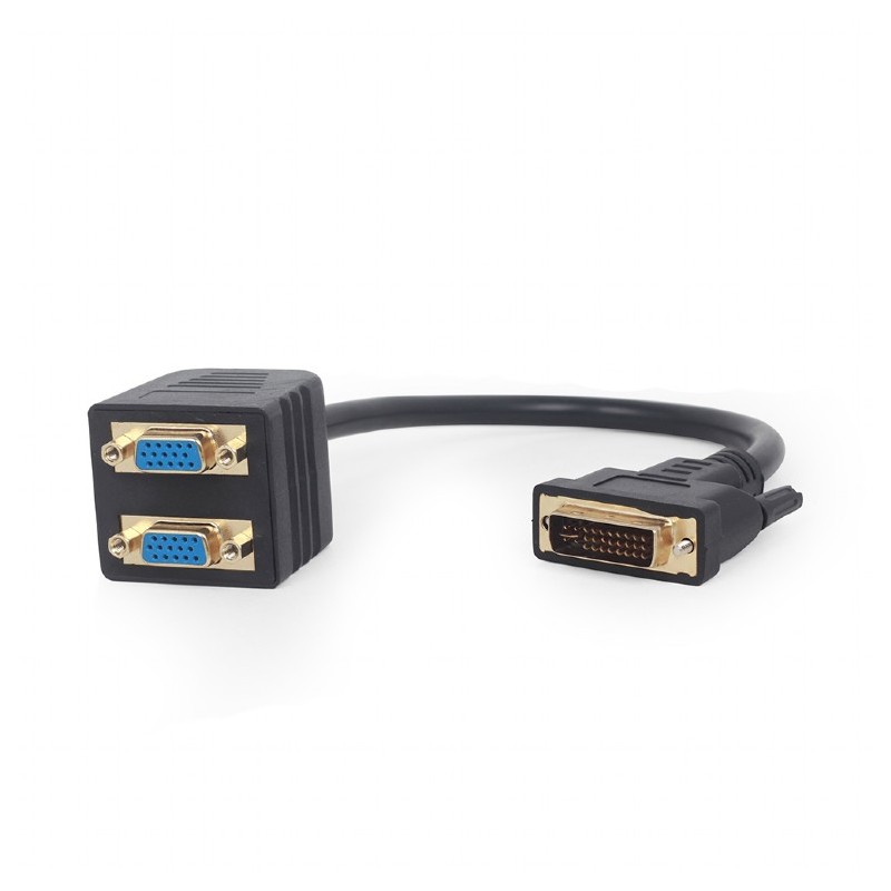 CABLU video GEMBIRD, splitter DVI-I DL (T) la 2 x VGA (M), 0.3m, rezolutie maxima 1920x1080 la 60Hz, negru, "A-DVI-2VGA-01" (tim