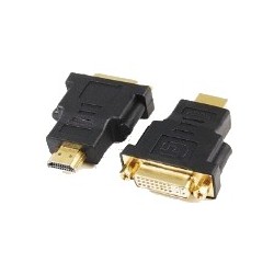 ADAPTOR video GEMBIRD, HDMI (T) la DVI-I DL (M), conectori auriti, black, "A-HDMI-DVI-3" (timbru verde 0.08 lei)