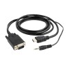 CABLU video GEMBIRD, splitter HDMI (T) la VGA (T)+ Jack 3.5mm (T), 3m,rez max FHD la 60Hz, converteste semnal digital HDMI in an