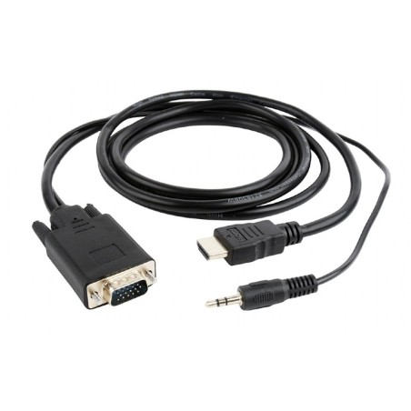 CABLU video GEMBIRD,splitter HDMI(T) la VGA(T)+Jack 3.5mm(T),1.8m,1920x1080 la 60Hz,converteste semnal digital HDMI in analog VG