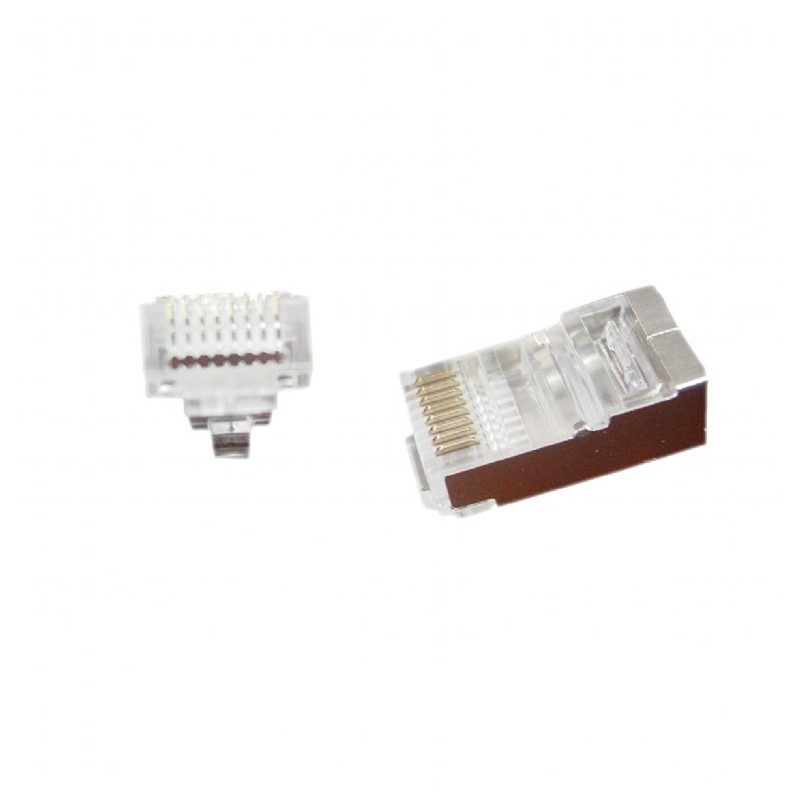 MUFA RJ-45 GEMBIRD pt. cablu FTP, Cat5e, RJ-45 (T) | RJ-45 (T) tip pass-through, ecranat, plastic cu metal, 100 buc, "LC-PTF-01/