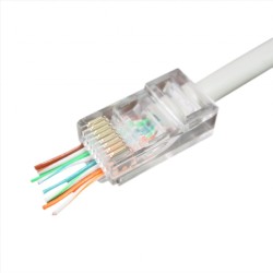 MUFA RJ-45 GEMBIRD pt. cablu UTP, Cat5e, RJ-45 (T) | RJ-45 (T) tip pass-through, plastic, 10 buc, "LC-PTU-01/10"