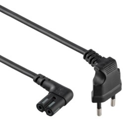 CABLU alimentare GEMBIRD casetofon, 1m, intrare Euro plug in unghi 90 grade, iesire C7 in unghi 90 grade, 10A, bulk, black, "PC-