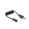 CABLU alimentare si date GEMBIRD, pt. smartphone, USB 2.0 (T) la Micro-USB 2.0 (T), 0.6m, spiralat, conectori auriti, negru, "CC