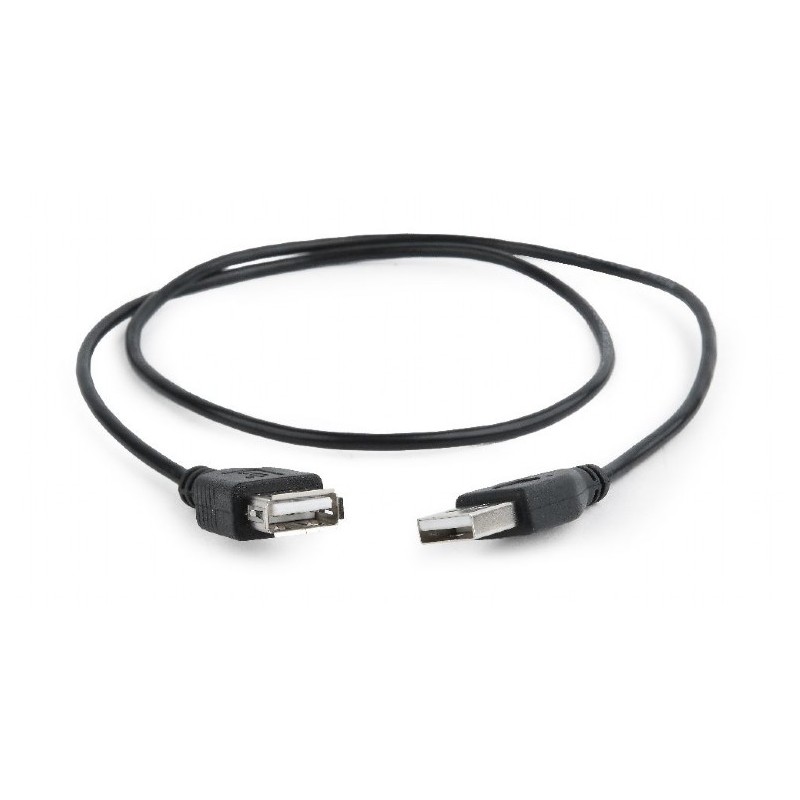 CABLU USB GEMBIRD prelungitor, USB 2.0 (T) la USB 2.0 (M), 0.75m, negru, "CC-USB2-AMAF-75CM/300-BK" (timbru verde 0.08 lei)