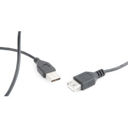 CABLU USB GEMBIRD prelungitor, USB 2.0 (T) la USB 2.0 (M), 0.75m, negru, "CC-USB2-AMAF-75CM/300-BK" (timbru verde 0.08 lei)