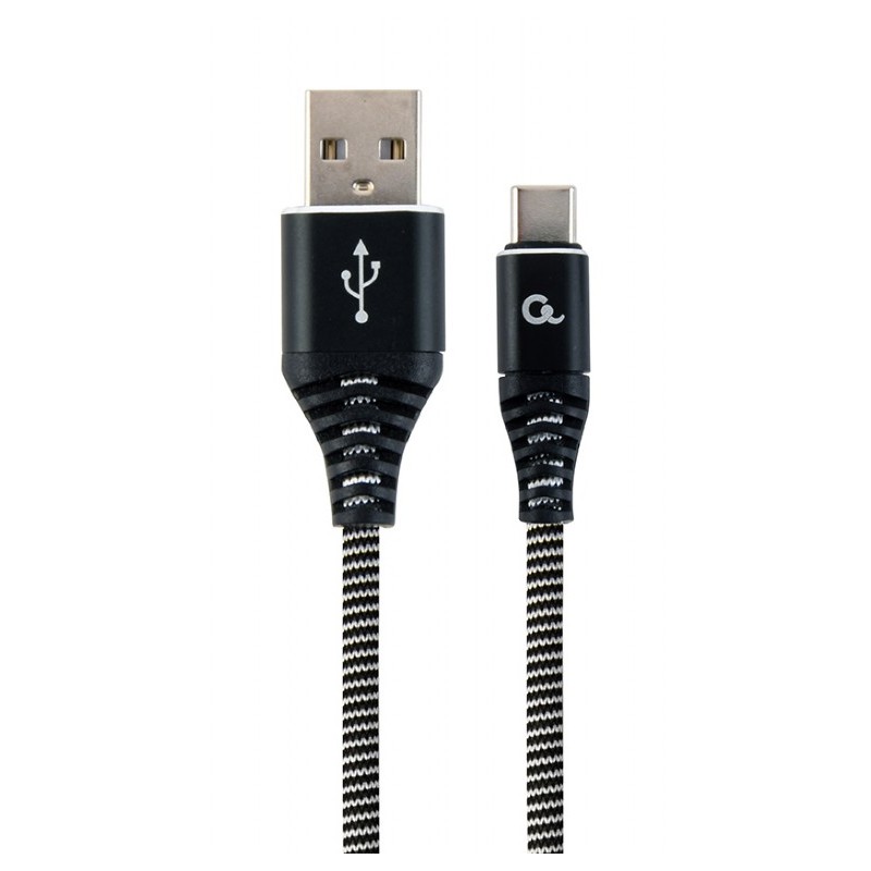 CABLU alimentare si date GEMBIRD, pt. smartphone, USB 2.0 (T) la USB 2.0 Type-C (T), 1m, premium, cablu cu impletire din bumbac,