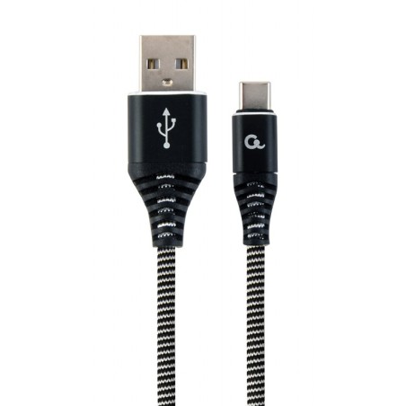 CABLU alimentare si date GEMBIRD, pt. smartphone, USB 2.0 (T) la USB 2.0 Type-C (T), 1m, premium, cablu cu impletire din bumbac,